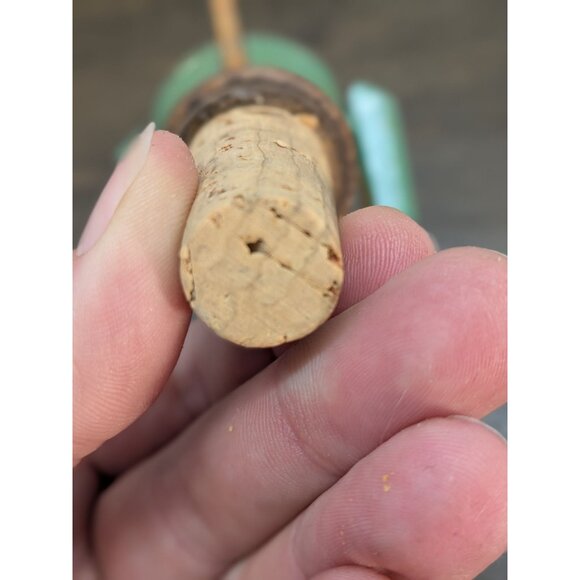Vintage Hand-Carved Mechanical Cork Bottle Stopper Man Drinking Wine - Picture 14 of 15